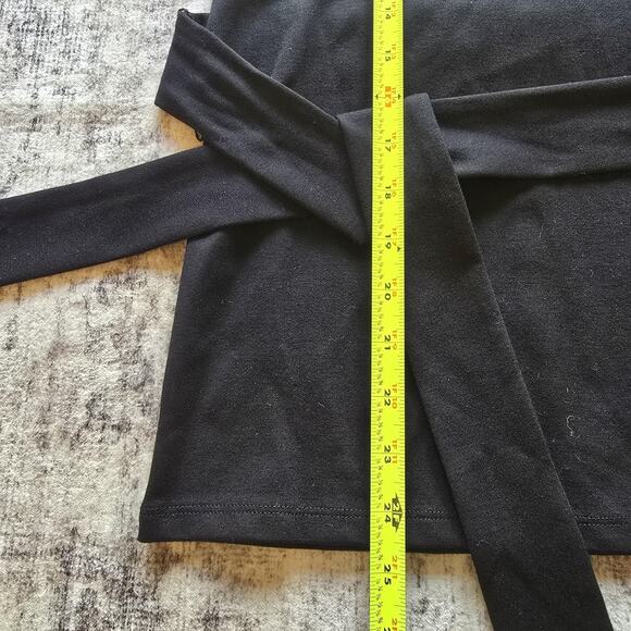 Halogen Shirt Womens Small Black Belted Mock Neck Short Sleeve Top Nordstrom NEW - Picture 8 of 11